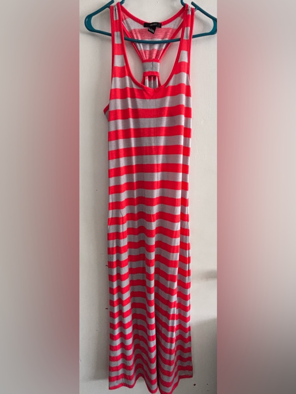 Coral and Gray Racerback Maxi Dress - Picture 2 of 3